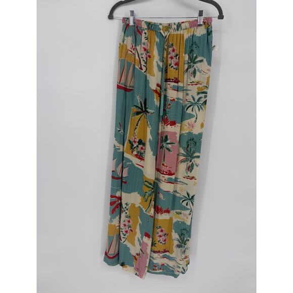 True Destinations Wide Leg Palazzo Pants Resort Wear Beach Tropical Sailboat S - Picture 3 of 9